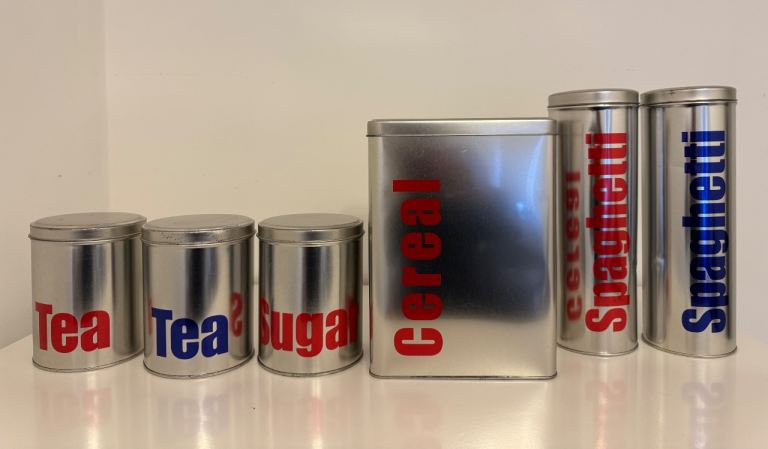 ⁠Vintage Retro Stainless Steel Kitchen Canisters Set