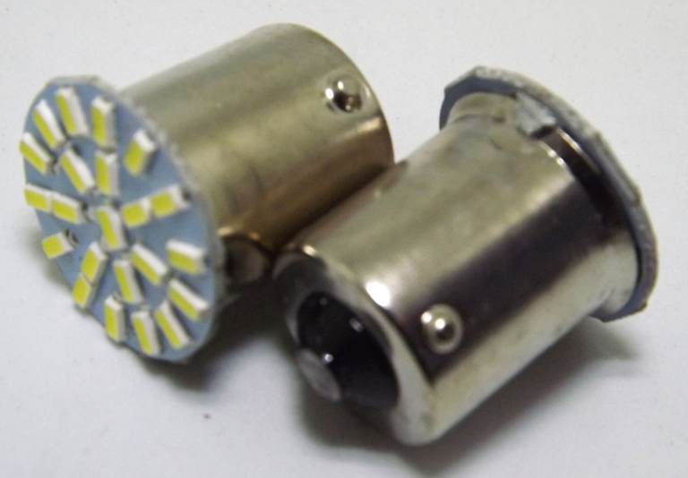 PAIR LED Car / Van Replacement bulbs - 12v COB technology - Ba15s SCC - 22 COB Led's