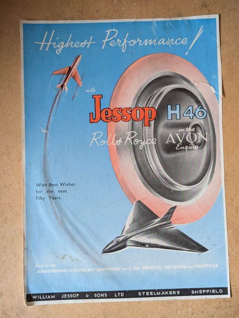 Rare Vintage Rolls Royce Jessop H46 Jet Engine Poster
