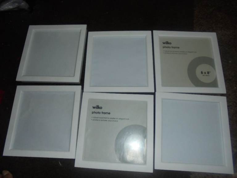 6 Wilko 8x8 Photo/Picture Frames - White