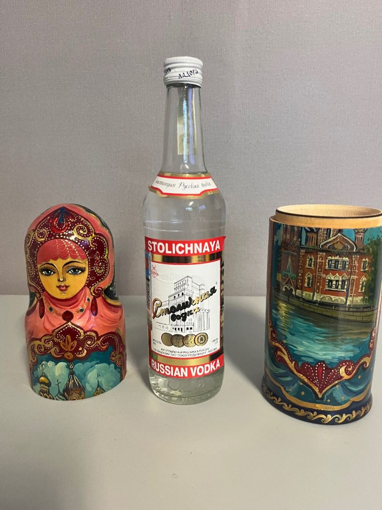 Russian vodka bottle holder+ bottle of vodka 40%