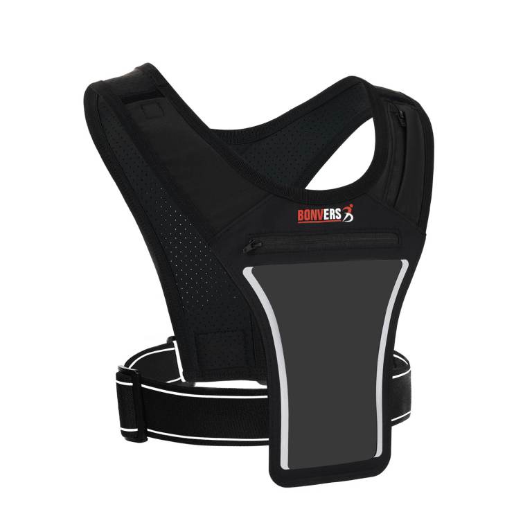 Bonvers Phone Holder Running Vest with TPU Waterproof Phone Pouch | Earphone Hole |