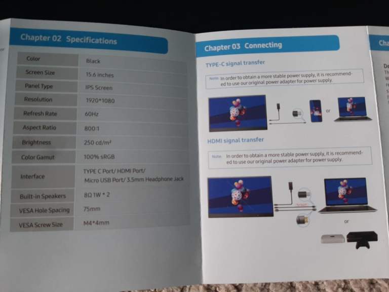 Portable Touch screen 15.6" Rechargeable Monitor