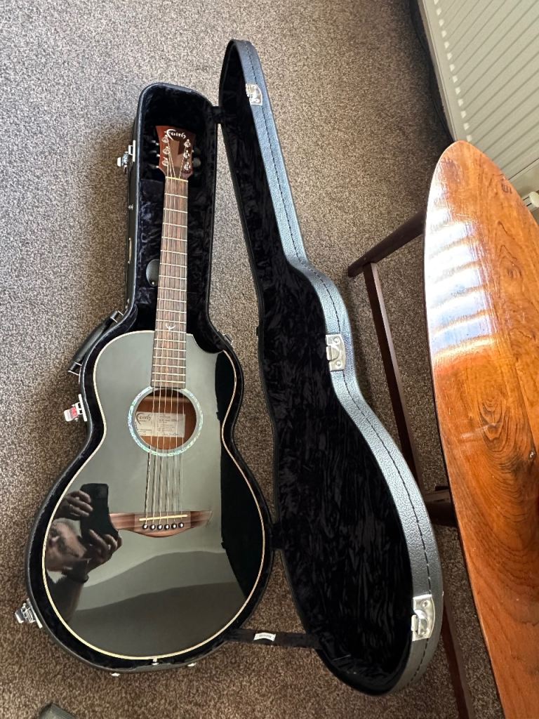 FAITH MERCURY ELECTRO ACOUSTIC GUITAR - FECM/BNC Scoop Eclipse Parlour Guitar & Case - MINT