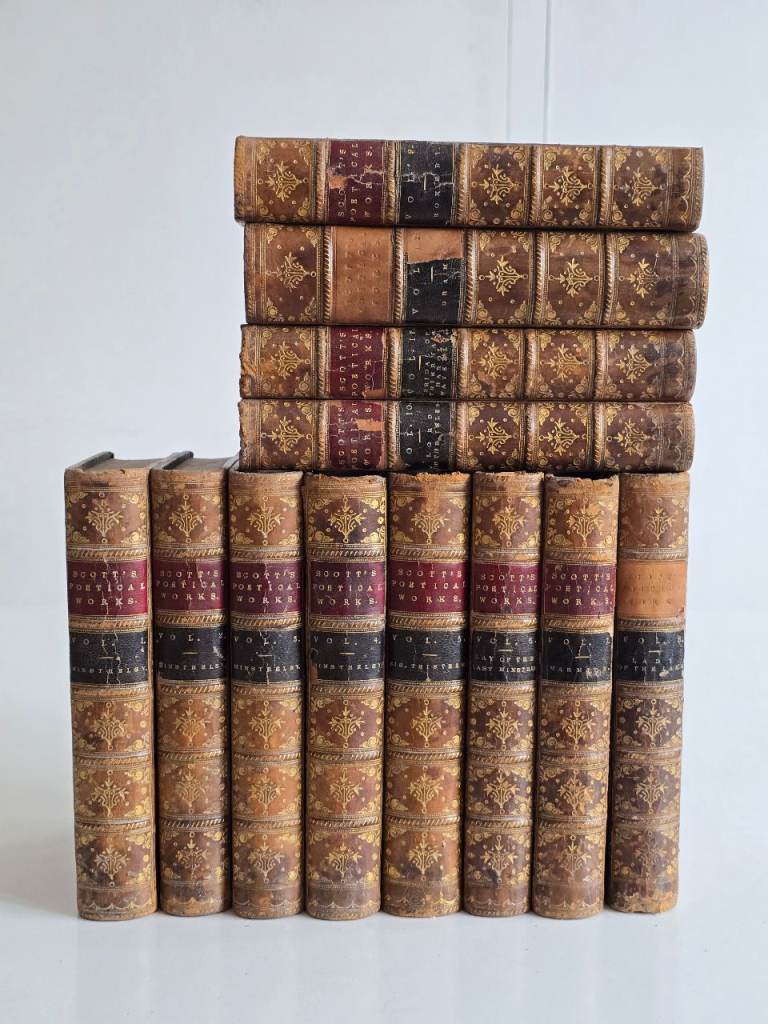 Antique Victorian 1868 Poetical Works of Walter Scott Vol. 1-12 English Books Complete Set 157 Y/O