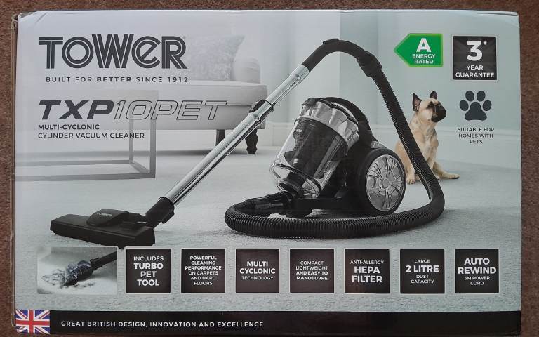 Tower RXP10PET Bagless Multi Cyclonic Cylinder Vacuum Cleaner for pet owners
