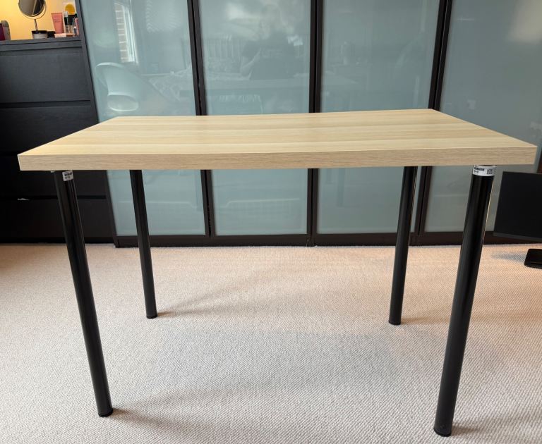 🪑 IKEA LINMON Table – Light Wood Finish, Black Legs – Great Condition