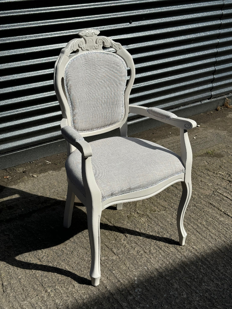 Armchair | French Louis Style Armchair | Grey / White