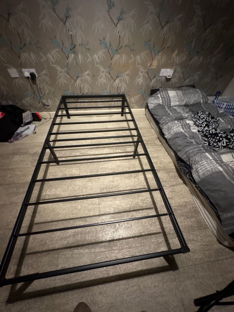 Single black metal bed frame 2 months old 