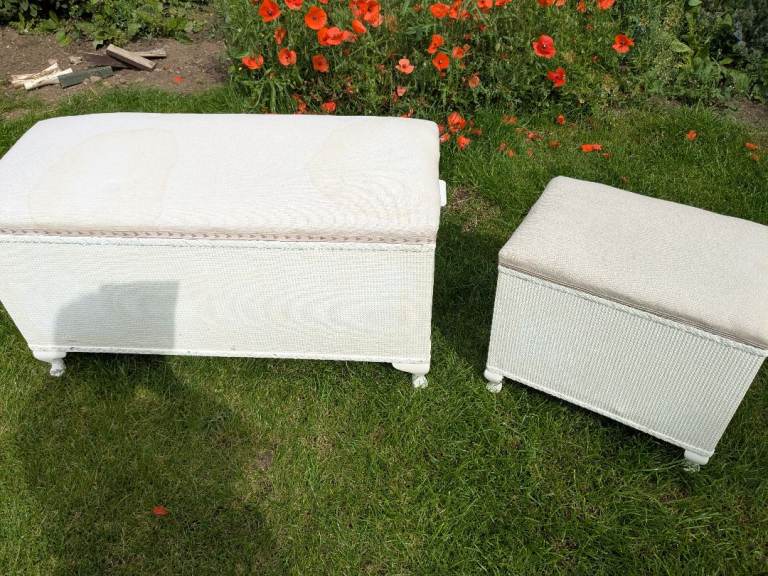Two Vintage Lloyd Loom Style Ottomans £35 + £20 