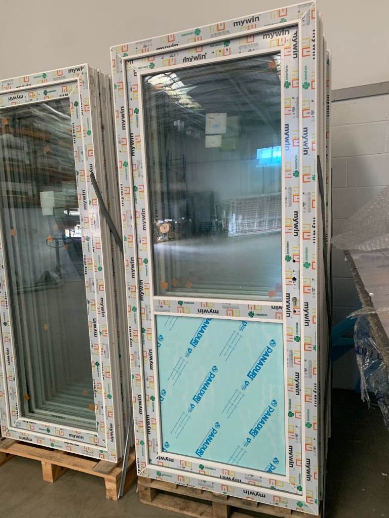 NEW White Half-Full Glass Back Door & Frame UPVC- Glazed 