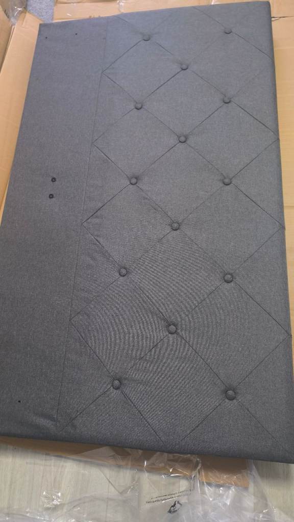 Double Bed Frame, Upholstered Platform Bed with Diamond Tufted Headboard