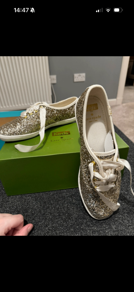 Keds Kate Spade Platinum Glitter Trainers - As Good As New