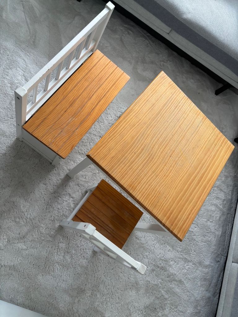 Small children’s table with bench and chair 