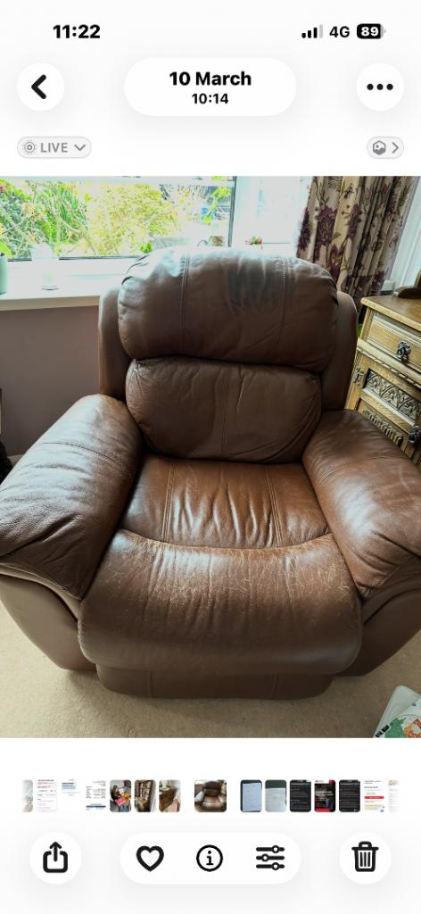 Leather reclining chair free to good home