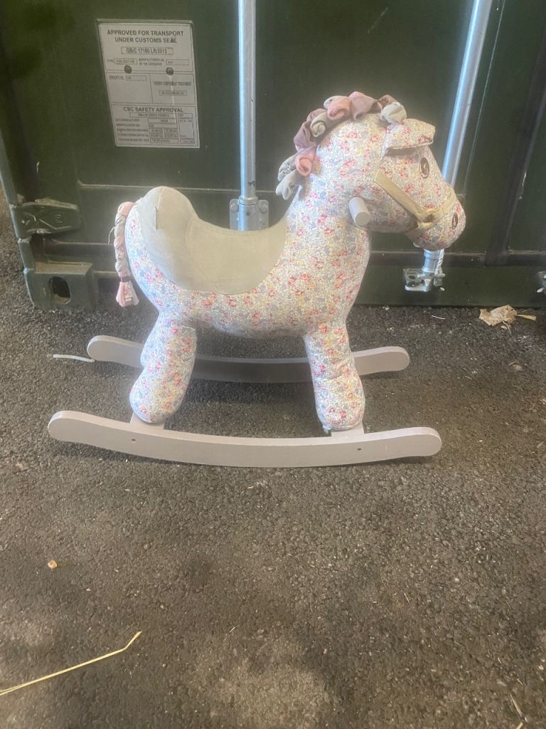 Lovely Fabric Rocking Horse – Floral Pattern, Good Condition