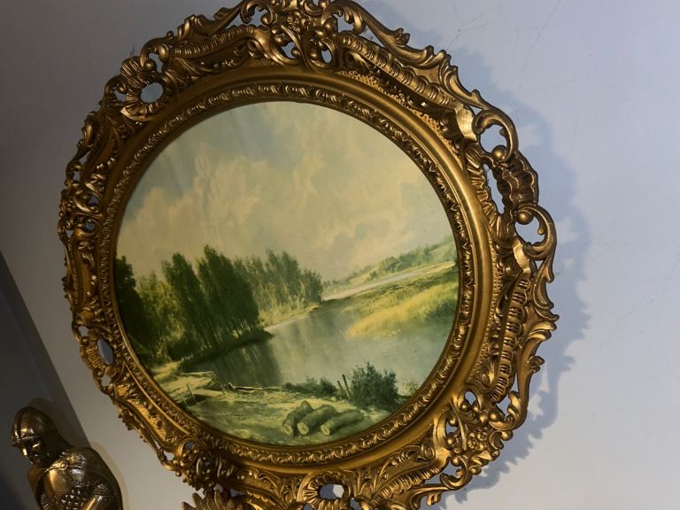Ornate Gold Framed Landscape Painting – Good Condition