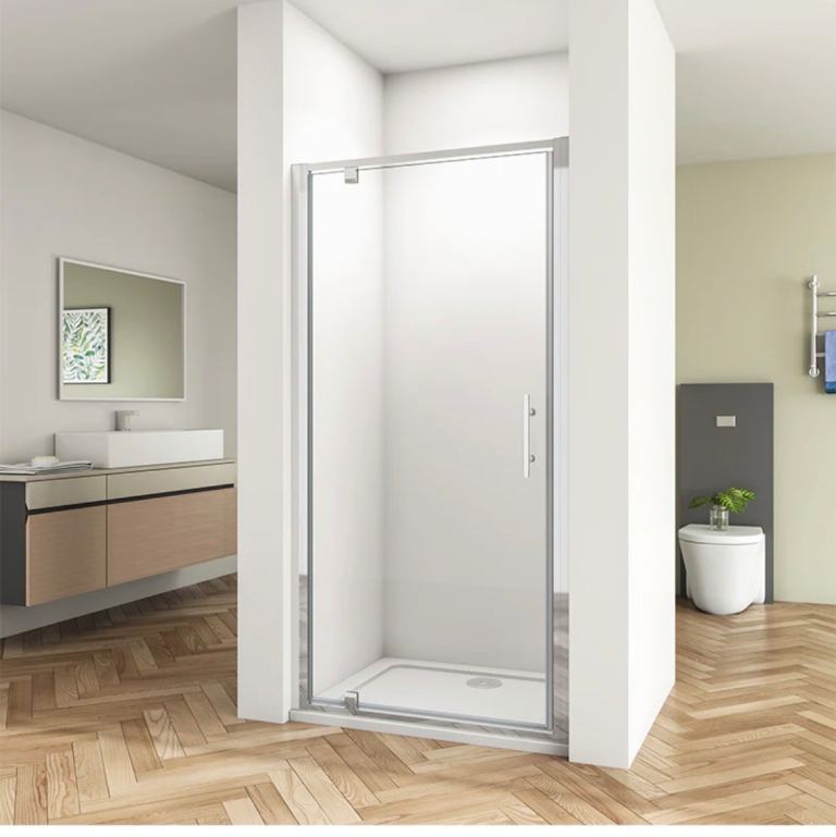 PIVOT SHOWER GLASS DOOR TEMPERED GLASS 80cm x 185cm SHOWER ENCLOSURE