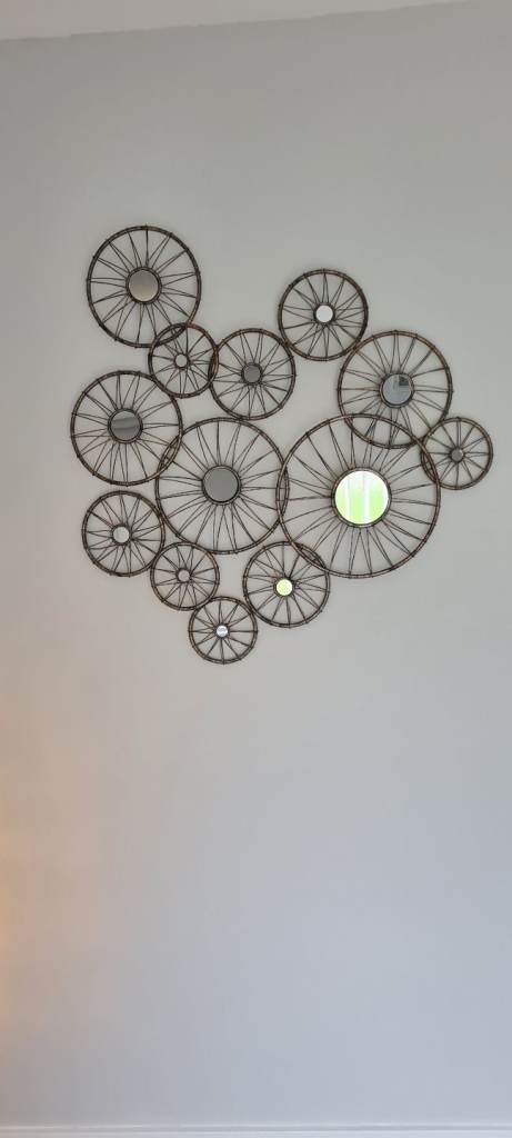 Decorative Metal Wall Art with Mirrors – Good Condition