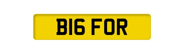 B16 FOR Private Number Plate BMW M4 AUDI RS4 PORSCHE 911 4S ANY 4 x 4