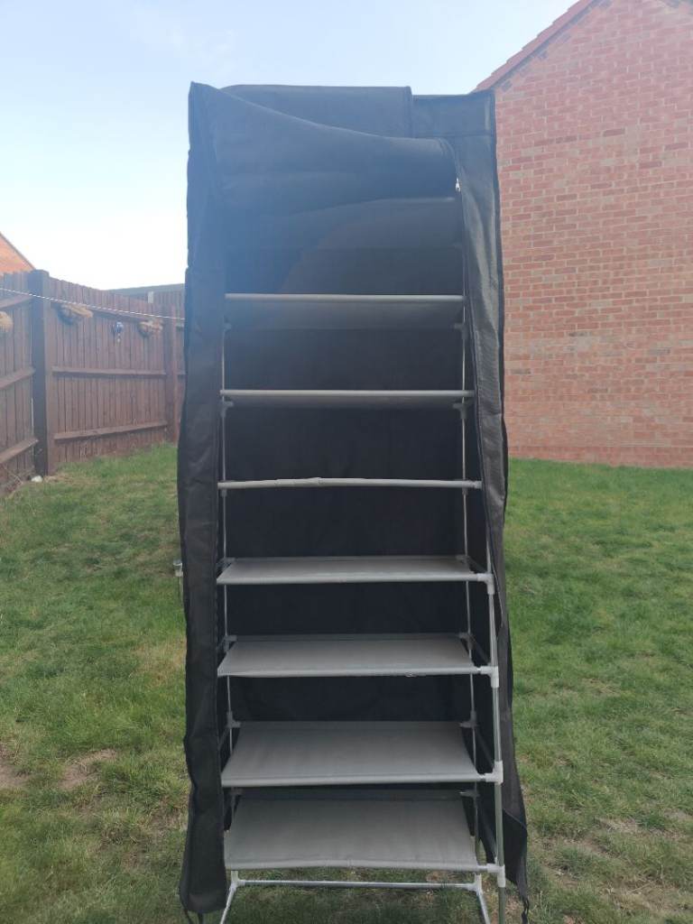 Portable Fabric shoe rack with Shelves – Black, Good Condition