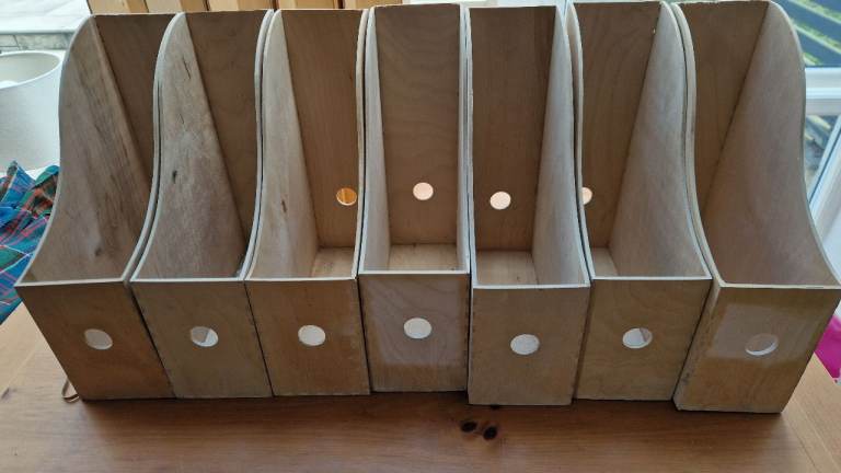 Wooden magazine document storage rack