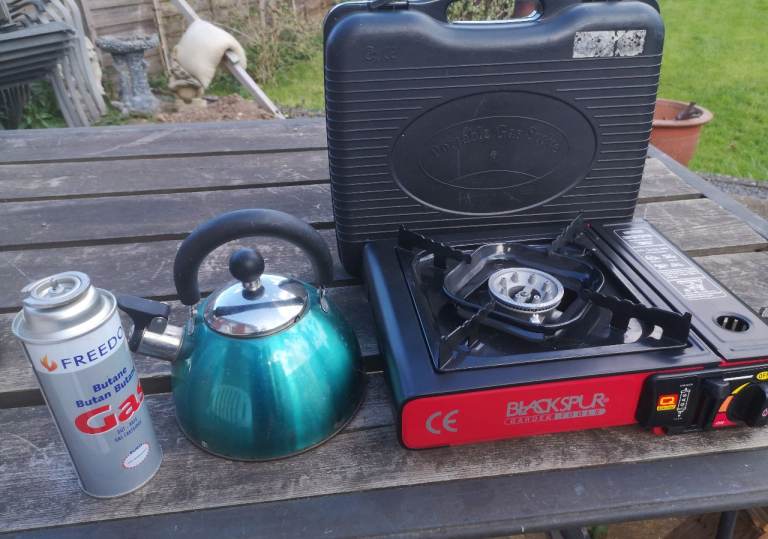 Camping Gas Stove Including Gas Canister Whistling Kettle