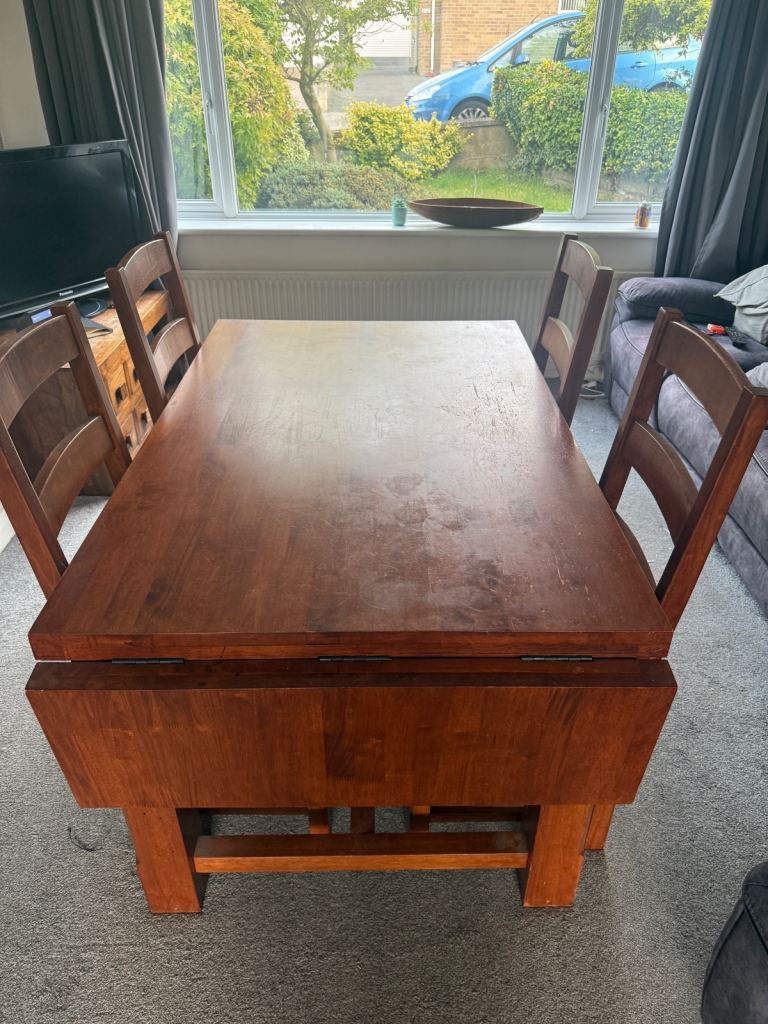 Solid wood dining table and chairs 