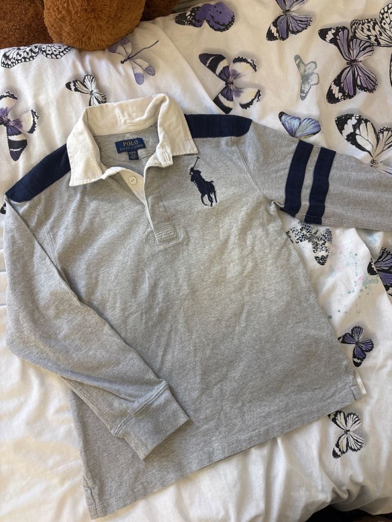 Ralph Lauren Kids Grey Long Sleeve Polo Shirt - Good Condition