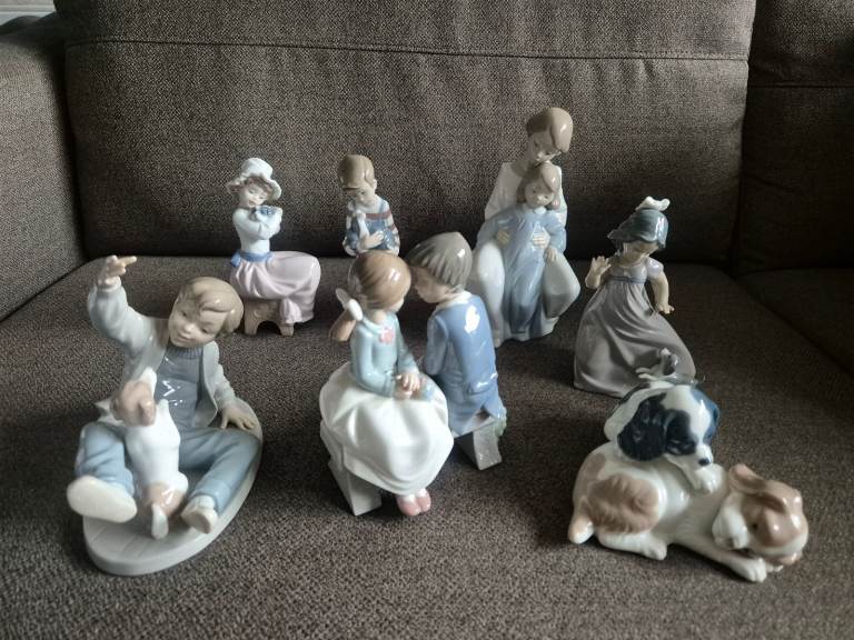 Lladró Nao  Collection of 7 Figurines inc First Love A Moment with Mommy Boy with Dog Let Me Go