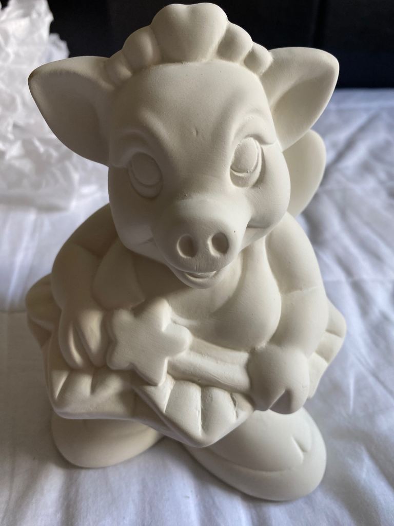 NatWest collectible girl piggy fairy, unpainted. Boxed. Brand new. 