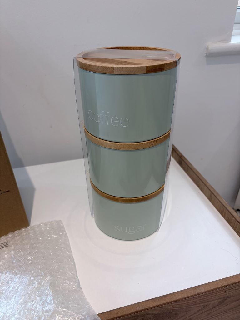 Tea, coffee, sugar canisters 