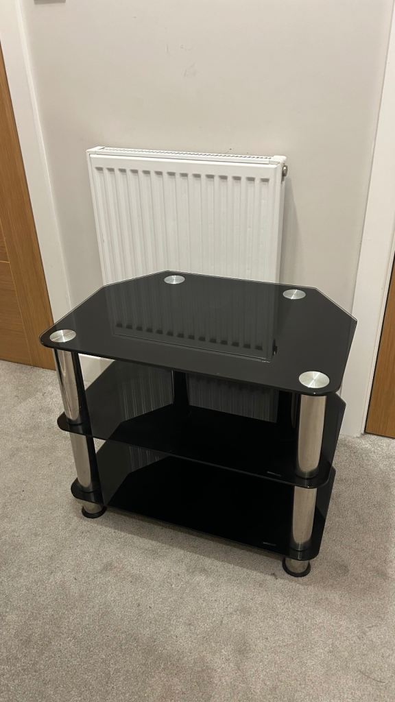 TV Stand - Matrix Glass Black and Chrome