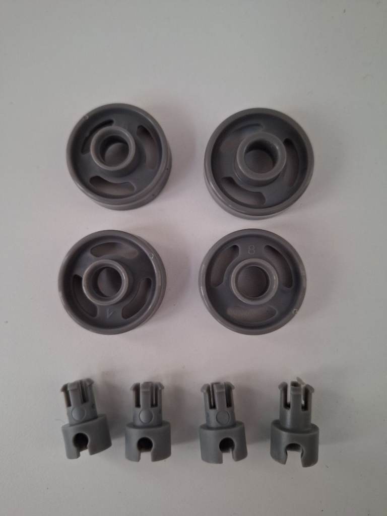 4 X  Lower Basket Wheels & Axles For Baumatic BDW45 BDI652 BDI631 Dishwasher