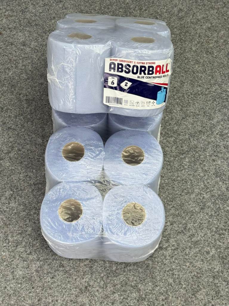 12-Pack Absorball Blue Kitchen Towel Rolls – Heavy Duty & Multi-Purpose 