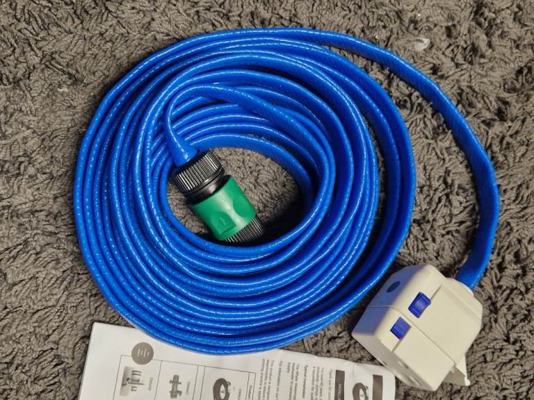 Caravan service pitch hose with pump 