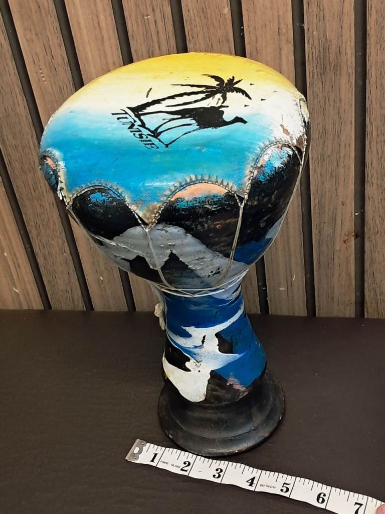 Vintage Hand Painted Ceramic/Clay Primitive Decorative Finger Drum