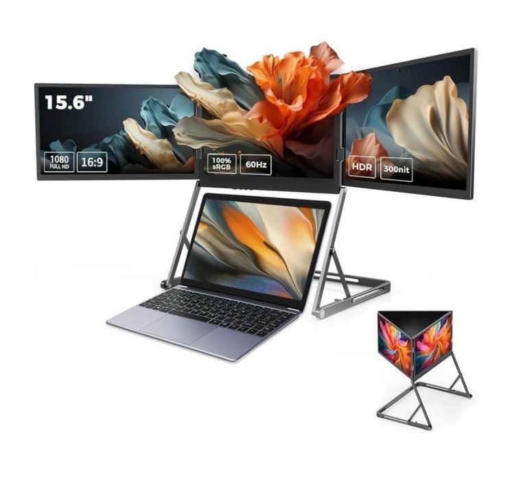 Triple Laptop Screen Extender Monitor 15.6" Quad Portable Screen FHD 1080P IPS