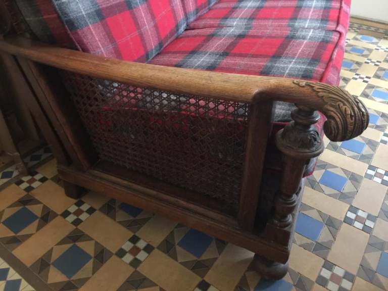 Antique Cane and Wicker Sofa