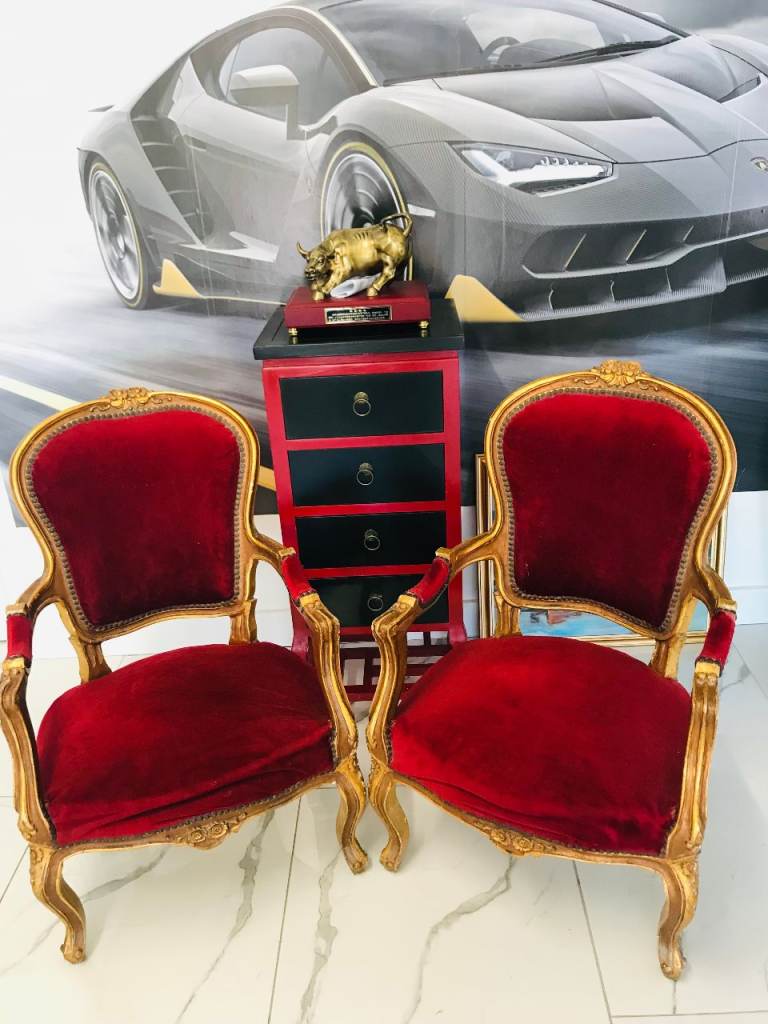 LOUIS FRENCH STYLE DECORATIVE  CHAIRS X5