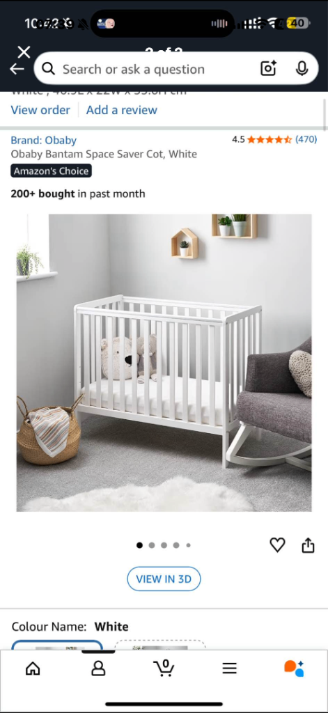 Obaby Bantam Space Saver Cot