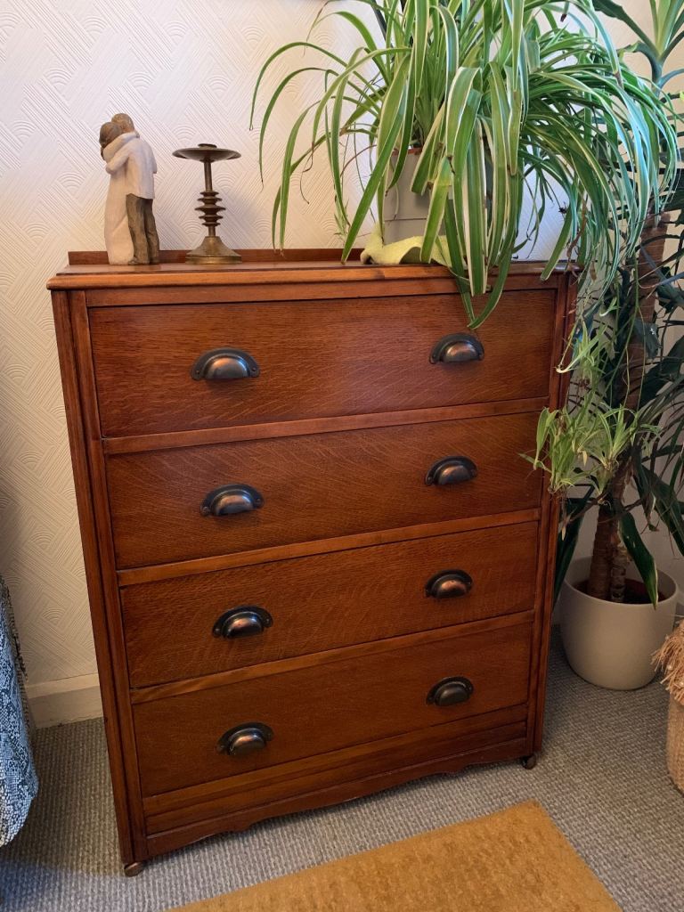 image for Dark wooden vintage chest of drawers 