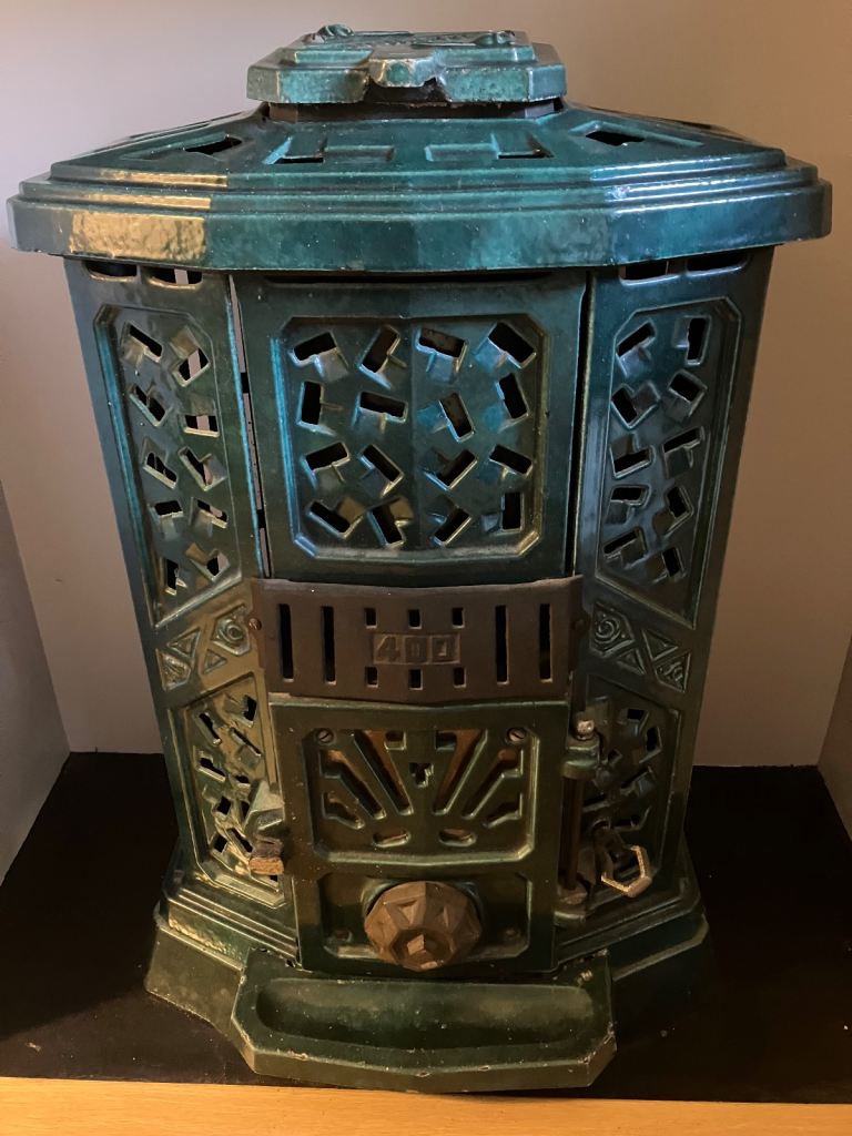 GODIN Godinette 400 Art Deco Multi-fuel Green Cast Iron Enamel Stove.