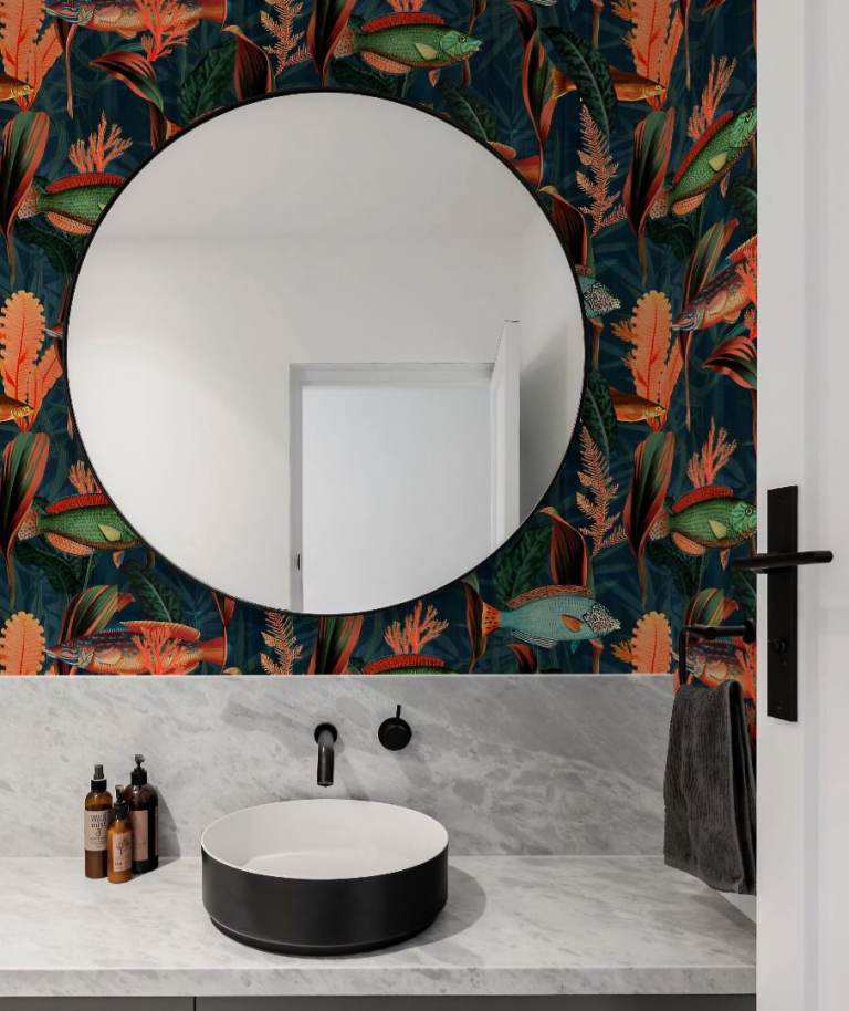 New Contour Anti-Bacterial Tropical Fish Wallpaper Rolls