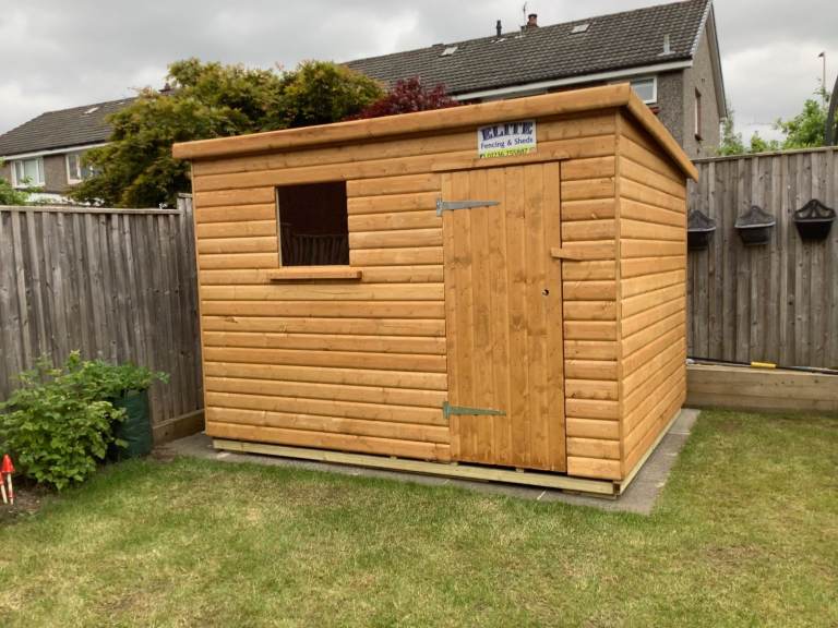 10x8 Pent 20mm Log effect SUPPLIED & FITTED FOR YOU 