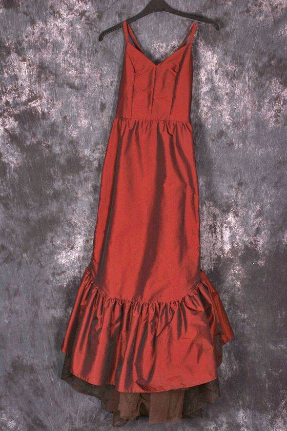 Burgundy party bustle style dress