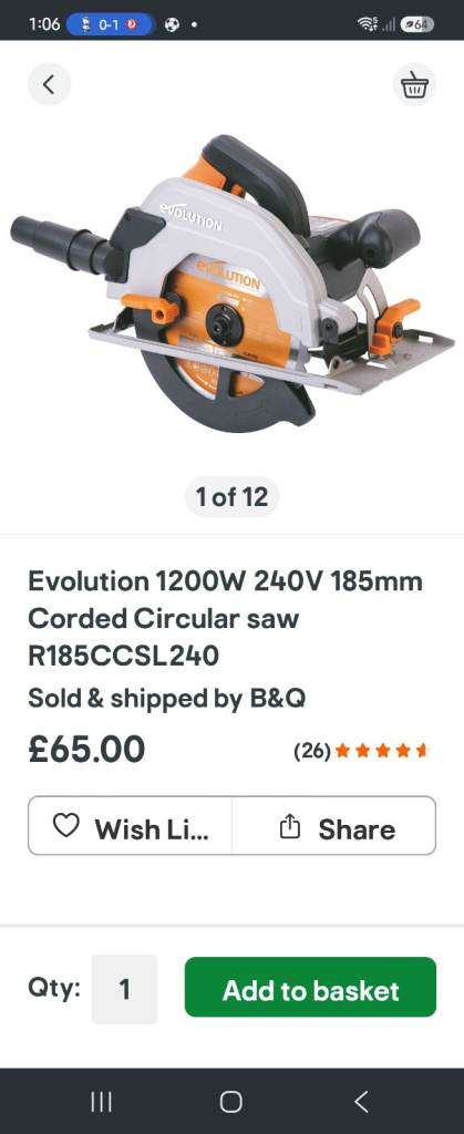 Evolution 1200w circular saw