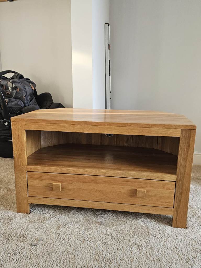 Solid Oak Corner TV Unit