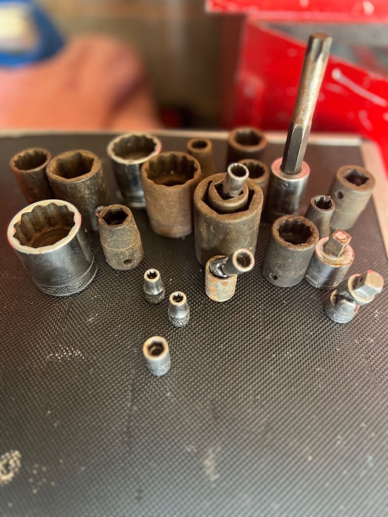Mixed Socket Set & Driver Bits – Various Sizes, Fair Condition