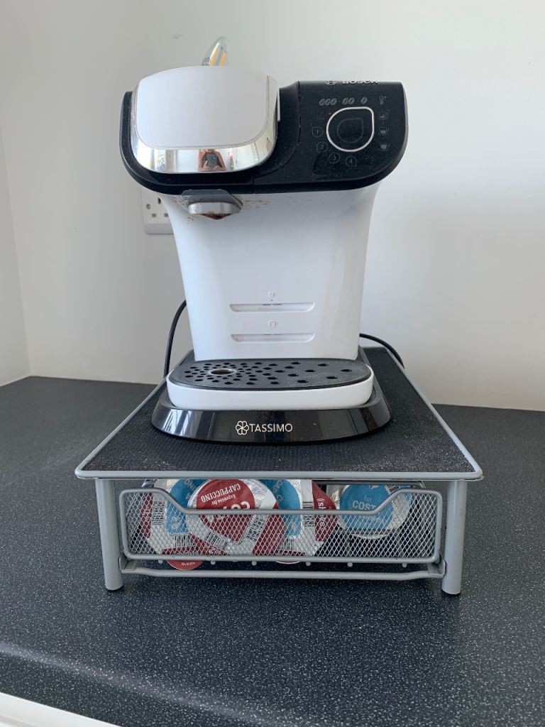 Bosch tassimo coffee machine plus storage drawer shelf for coffees 